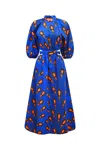 Oliveankara Women's Orange / Blue Rosemary Maxi Dress - Orange Blue Peacock African Ankara Wax Cotton Print