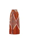 Oliveankara Women's Orange / Blue / White Ajaka Maxi Skirt - Orange White Blue African Ankara Wax Cotton Print
