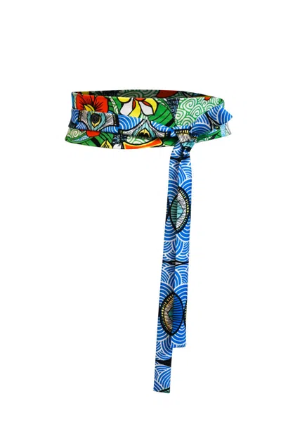 Oliveankara Women's Osa Reversi Obi Belt - Blue Ewa Naibu Straps - Oa Og