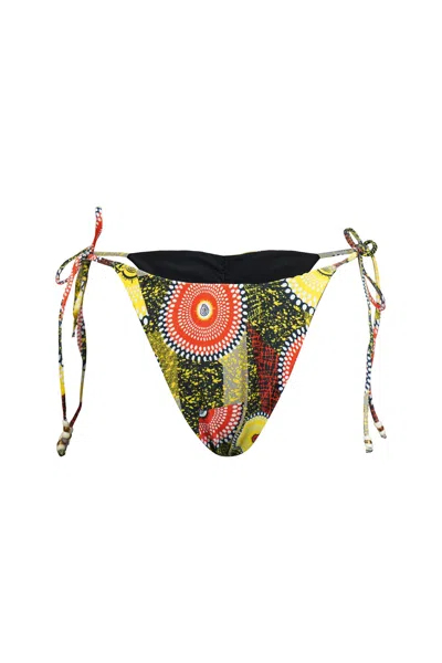 Oliveankara Women's String Reversi Bikini Bottoms Black And Dreamy Mirage Print