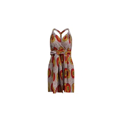 Oliveankara Women's Yellow / Orange / Brown Chinwe Shorts Infinity Romper -  Yellow & Orange Rhythmic Spirits Pr In Yellow/orange/brown