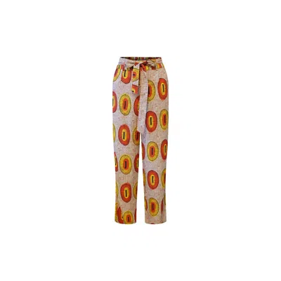 Oliveankara Women's Yellow / Orange / Brown Kianga Cropped Straight-leg Pants - Yellow & Orange Rhythmic Spirits In Yellow/orange/brown