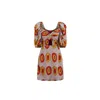 Oliveankara Women's Yellow / Orange / Brown Zalika Mini Dress - Yellow & Orange Rhythmic Spirits Print - Ilc Oa In Yellow/orange/brown