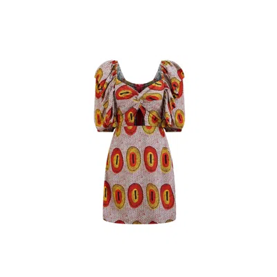 Oliveankara Women's Yellow / Orange / Brown Zalika Mini Dress - Yellow & Orange Rhythmic Spirits Print - Ilc Oa In Yellow/orange/brown