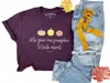Oliver & Otis Women's Let's Give 'em Pumpkin To Talk About Graphic Tee Shirt In Purple In Purple