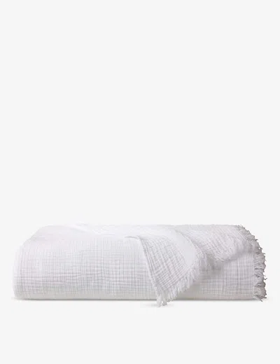 Oliver Desforges Blanc Cyclades Cotton Tasselled Bedcover 260cm X 240cm King