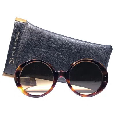 Pre-owned Oliver Goldsmith Vintage  Round Thick Tortoise Oversized 1970 England Sunglasses In Black