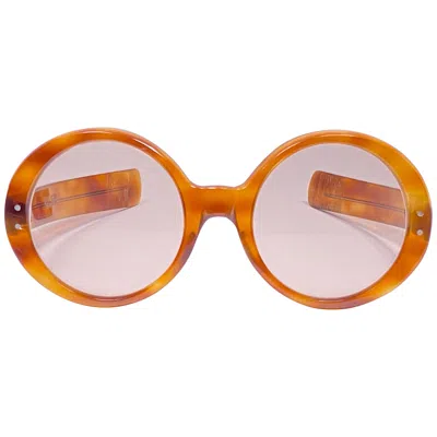 Pre-owned Oliver Goldsmith Vintage  Round Thick Tortoise Oversized 1970 England Sunglasses In Sand