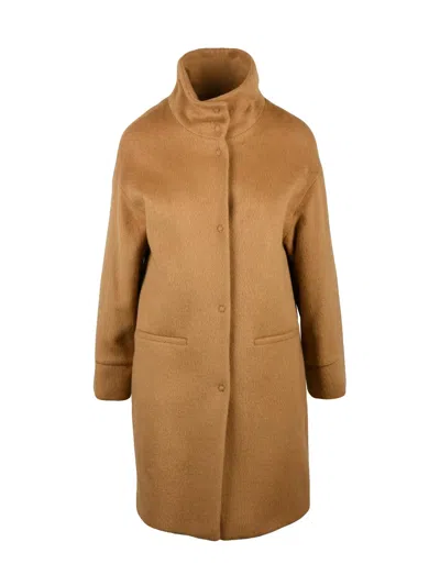 Oliver Horigamy Beige Virgin Wool-blend Coat In Brown