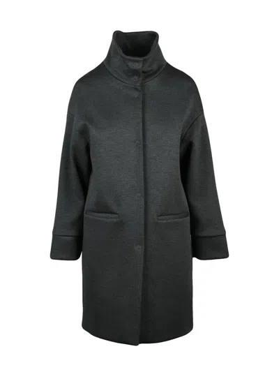 Oliver Horigamy Grey Virgin Wool-blend Coat In Black