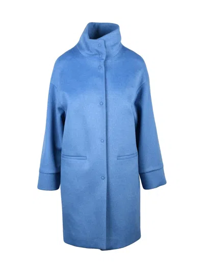 Oliver Horigamy Light Blue Virgin Wool-blend Coat