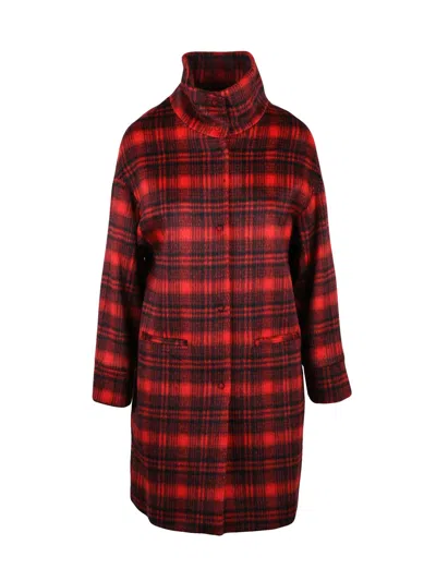Oliver Horigamy Red-black Virgin Wool-blend Coat