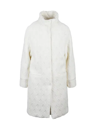 Oliver Horigamy White Virgin Wool-blend Coat In Gray