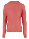 Oliver Lattughi Crew Neck Cashmere Sweater With Dropped Shoulders In Pink
