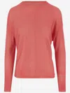 Oliver Lattughi Crew Neck Cashmere Sweater With Dropped Shoulders In Pink