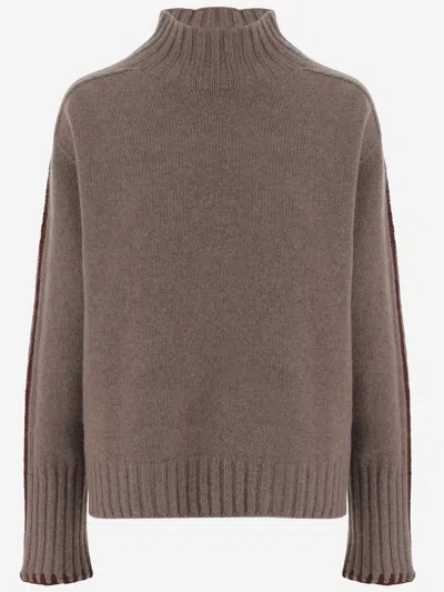 Oliver Lattughi Cashmere Sweater With High Neck In Brown