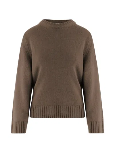 Oliver Lattughi Crew-neck Ribbed-trim Sweater In Brown
