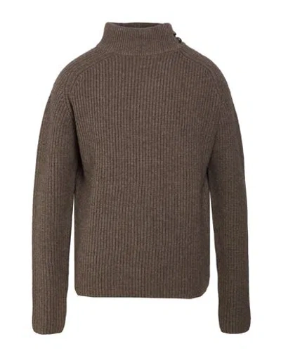 Oliver Lattughi Man Turtleneck Taupe Size L Wool, Cashmere In Gray