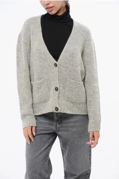 Oliver Lattughi Patch Pockets And V-neck Cardigan In Gray