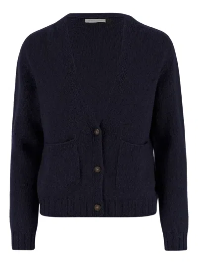 Oliver Lattughi V-neck Patch-pocket Cardigan In Blue