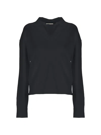 Oliver Lattughi V-neck Polo-collar T-shirt In Blue