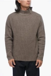 Oliver Lattughi Wool And Cashmere Turtleneck Sweater With Buttons In Brown