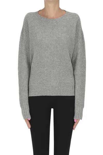 Oliver Lattughi Woven Knit Pullover With Lurex In Gray