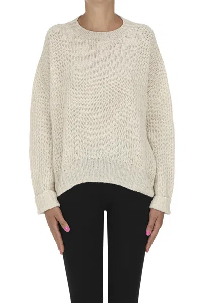 Oliver Lattughi Woven Knit Pullover With Lurex In Neutral