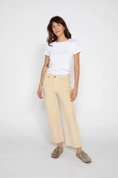 Oliver Logan Aberdeen High Rise Wide Leg Crop Cord Almond Butter