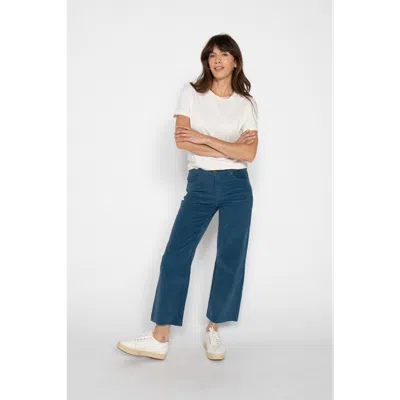 Oliver Logan Aberdeen High Rise Wide Leg Crop Cord Majolica Blue