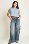 Oliver Logan Aberdeen Jeans High Rise Wide Leg Crop In Aged Indigo