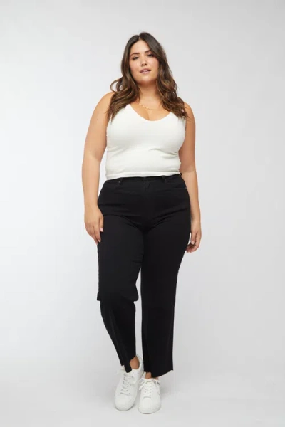 Oliver Logan Aberdeen Jeans High Rise Wide Leg Crop In Black