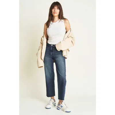 Oliver Logan Aberdeen Jeans High Rise Wide Leg Crop Dark Blue