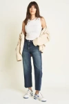 Oliver Logan Aberdeen Jeans High Rise Wide Leg Crop In Dark Blue