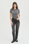 Oliver Logan Aberdeen Jeans High Rise Wide Leg Crop In Faded Black