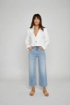 Oliver Logan Aberdeen Jeans High Rise Wide Leg Crop In Light Indigo Worn