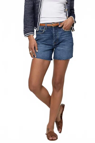 Oliver Logan Bedford High Rise Shorts In Indigo Worn In Blue