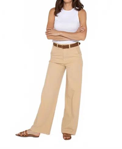 Oliver Logan Flora Stretch High Rise Trouser Pant In Almond Buff In Multi