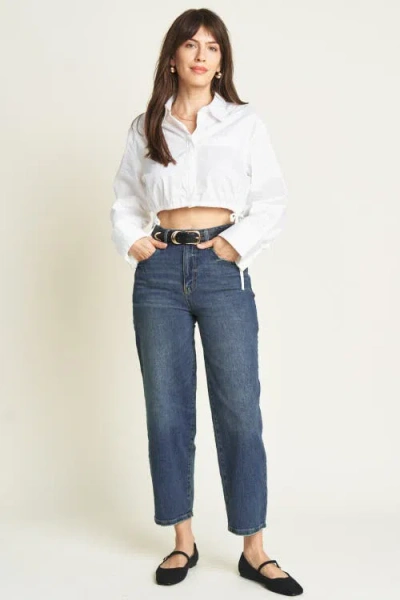 Oliver Logan Harlow Barrel Leg Jeans High Rise In Dark Aged Vintage