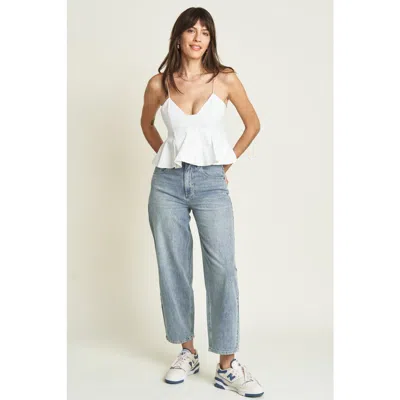 Oliver Logan Harlow Barrel Leg Jeans High Rise Light Indigo Worn