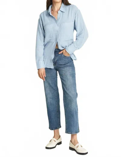 Oliver Logan Hirise Wide Leg Crop Denim Jeans In Blue