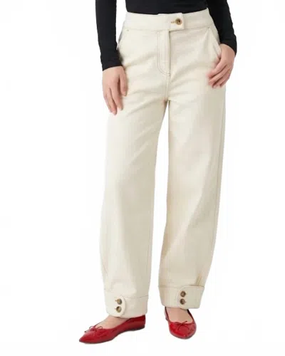Oliver Logan Jasper Barrel Mid-rise Jeans In Ecru With Brown Stitching In Neutral