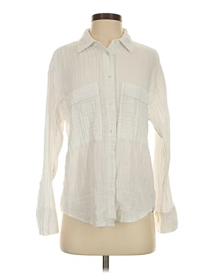 Pre-owned Oliver Logan Long Sleeve Button Down Shirt In Ivory