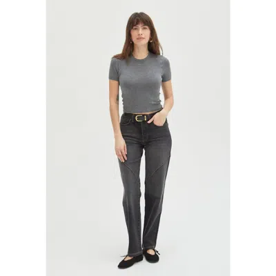 Oliver Logan Mulberry Jeans High Rise Curved Seams Faded Black