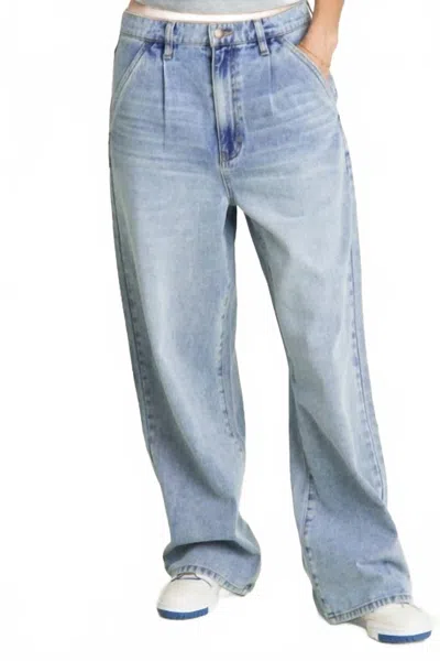 Oliver Logan Thompson Wide Leg Trouser In Light Indigo Worn In Blue