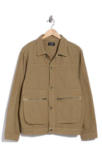 Oliver Logan Utility Cotton Jacket In Khaki