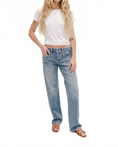 Oliver Logan Winston Low Rise Wide Leg Jeans In True Blue Worn In Animal Print