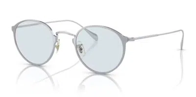 Pre-owned Oliver Peoples 0ov 1144t Dawson 5254 Brushed Silver Round Men's 46mm Eyeglasses In Blue
