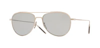 Pre-owned Oliver Peoples 0ov 1276st Tk-3 5254r5 Brushed Silver Unisex Sunglasses In Blue