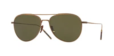 Pre-owned Oliver Peoples 0ov 1276st Tk-3 528452 Antique Gold Unisex Sunglasses In Green